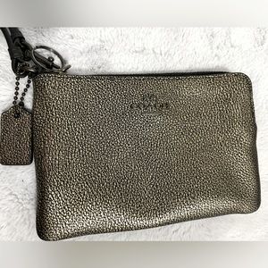 Coach metallic leather wristlet wallet.